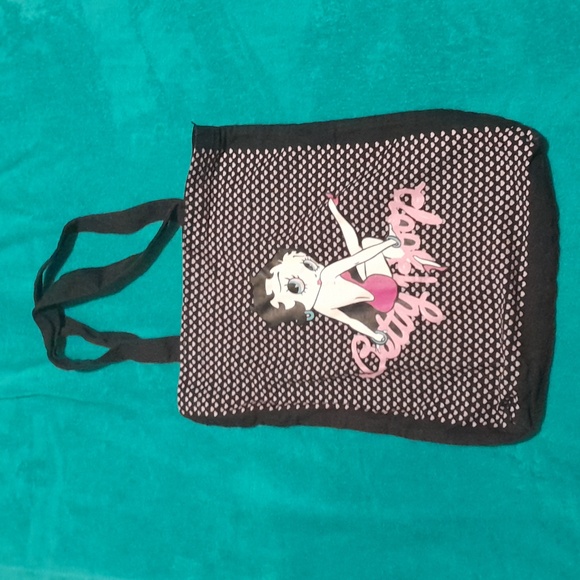 Betty Boop Black And Pink Cotton Tote Bag - Picture 1 of 10